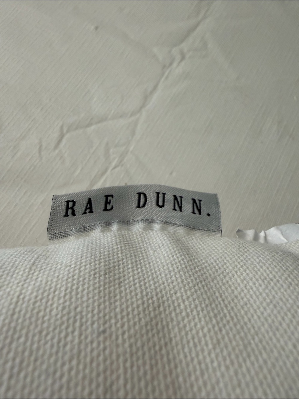 Rae Dunn BEACH White Pillow with Black Logo Tag - Picture 3 of 3